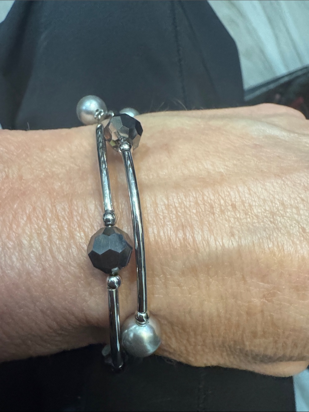 Touchstone Crystal by Swarovski, Wind Up Bracelet, Silver Night, New in Box